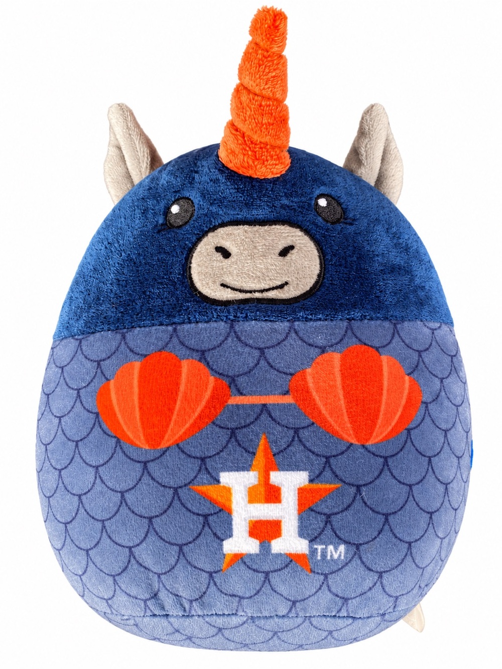 Houston Astros FOCO Toy Plush Blue Narwhal Stuffed Animal with Orange Horn